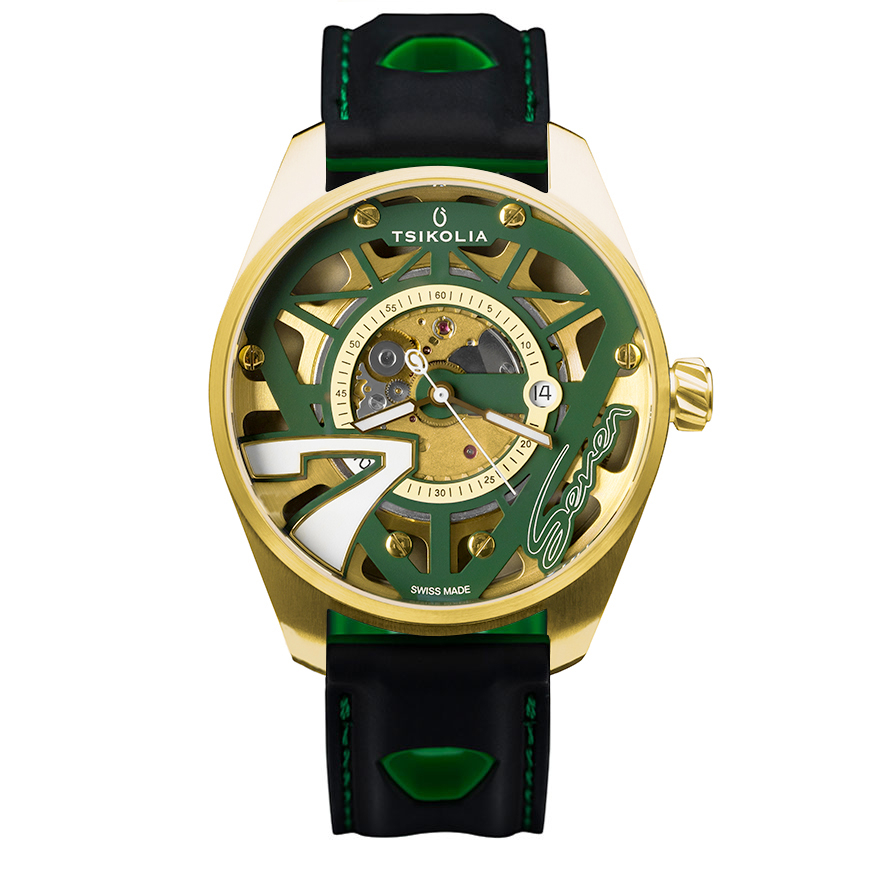 SEVEN AUTOMATIC (Green, Rubber Strap) [46-3GN-R]