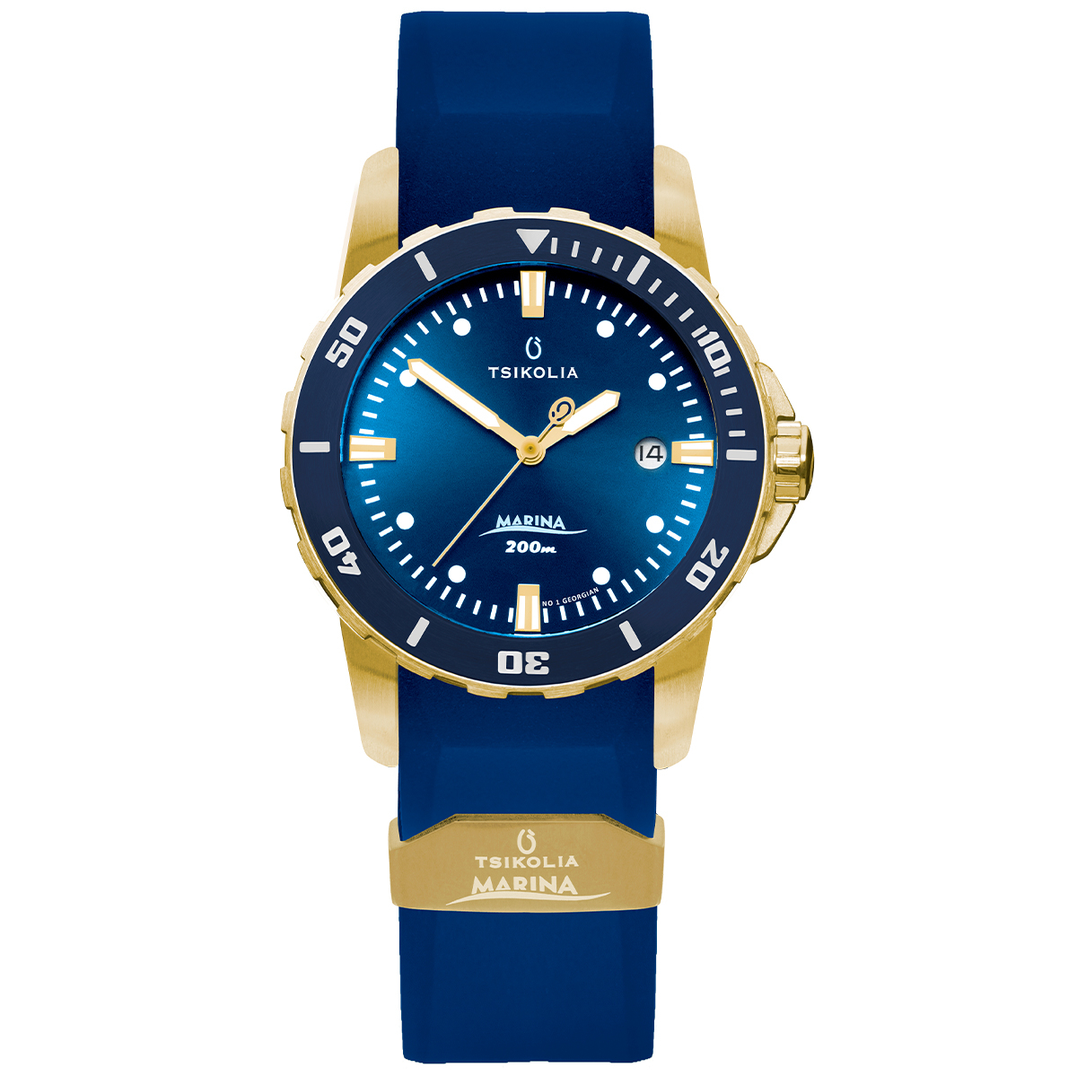 MARINA DIVER (Blue, Rubber Strap) [42-3BU-R]