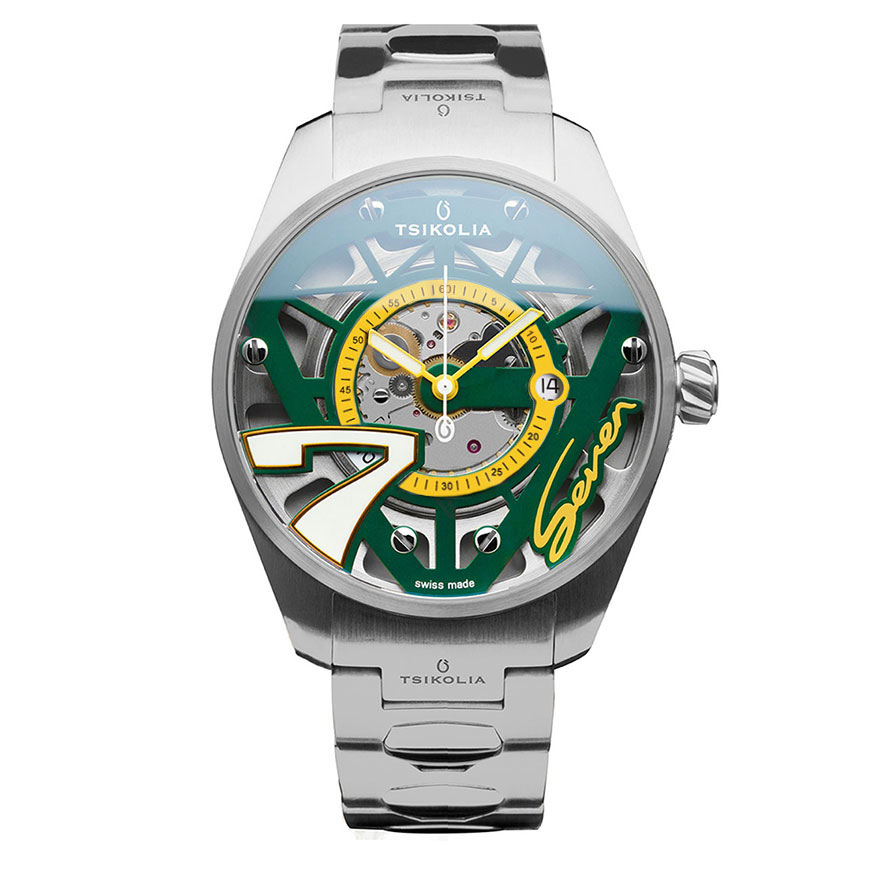 SEVEN AUTOMATIC (Green, Steel Bracelet) [46-1GN-M]