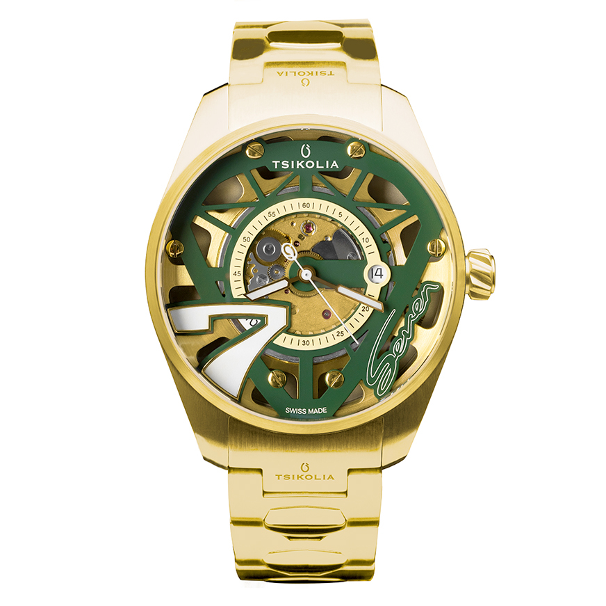 SEVEN AUTOMATIC (Green, Steel Bracelet) [46-3GN-M]
